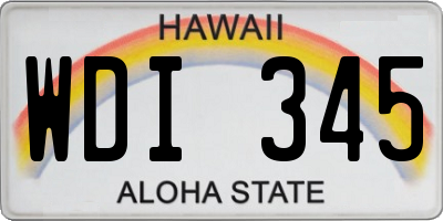 HI license plate WDI345