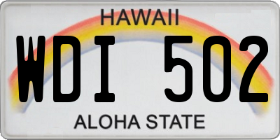 HI license plate WDI502