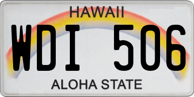 HI license plate WDI506