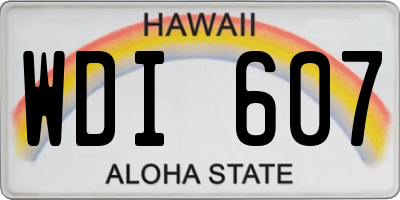 HI license plate WDI607