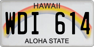 HI license plate WDI614