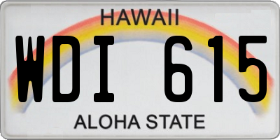 HI license plate WDI615