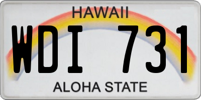 HI license plate WDI731