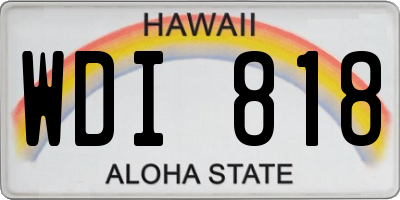 HI license plate WDI818