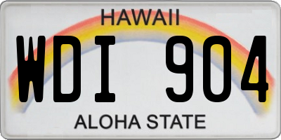 HI license plate WDI904