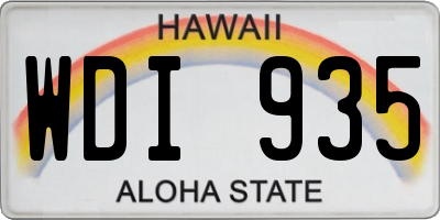 HI license plate WDI935