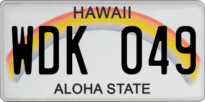 HI license plate WDK049