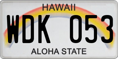 HI license plate WDK053