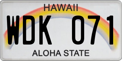 HI license plate WDK071