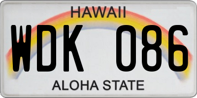 HI license plate WDK086