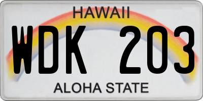 HI license plate WDK203