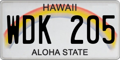 HI license plate WDK205