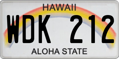 HI license plate WDK212