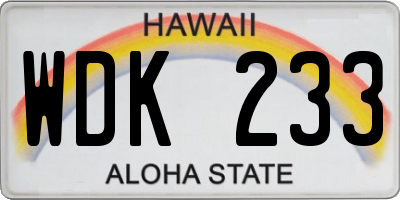 HI license plate WDK233