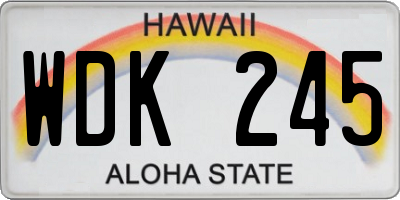 HI license plate WDK245