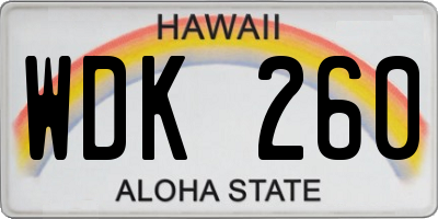 HI license plate WDK260