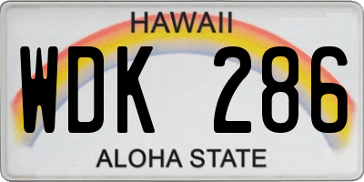 HI license plate WDK286