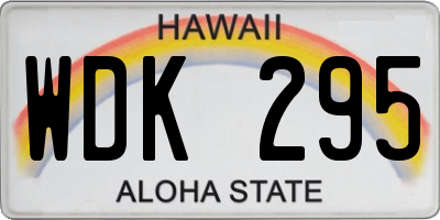 HI license plate WDK295