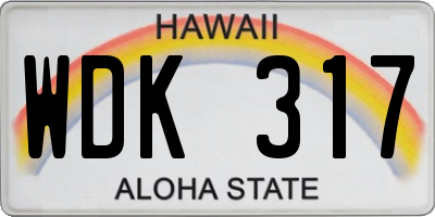 HI license plate WDK317