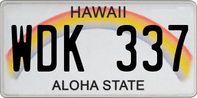 HI license plate WDK337