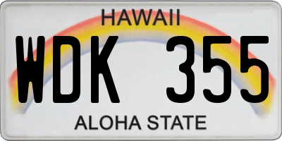 HI license plate WDK355