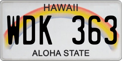 HI license plate WDK363