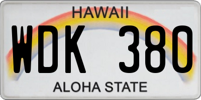 HI license plate WDK380