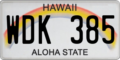 HI license plate WDK385