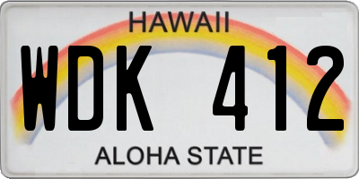 HI license plate WDK412