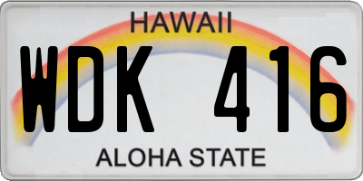 HI license plate WDK416