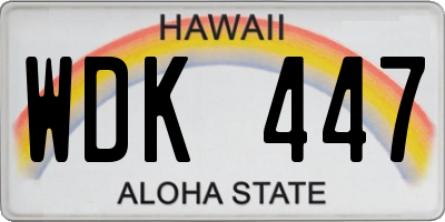HI license plate WDK447