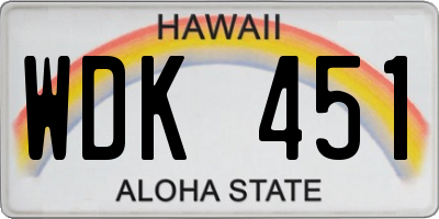 HI license plate WDK451