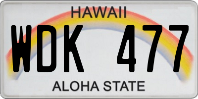 HI license plate WDK477