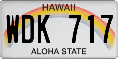 HI license plate WDK717