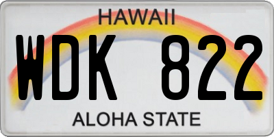 HI license plate WDK822