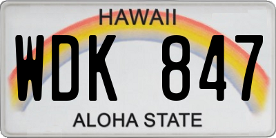 HI license plate WDK847