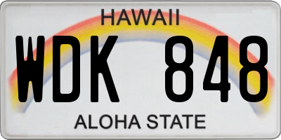 HI license plate WDK848