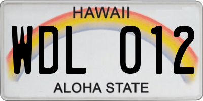 HI license plate WDL012