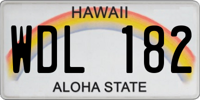 HI license plate WDL182