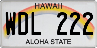 HI license plate WDL222