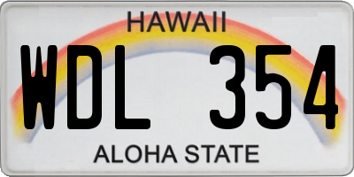 HI license plate WDL354