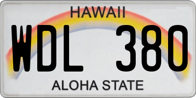 HI license plate WDL380