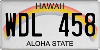 HI license plate WDL458