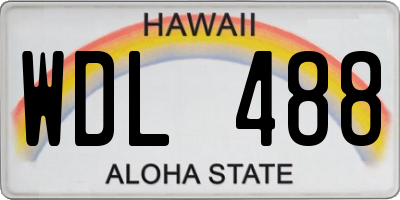HI license plate WDL488