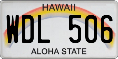 HI license plate WDL506