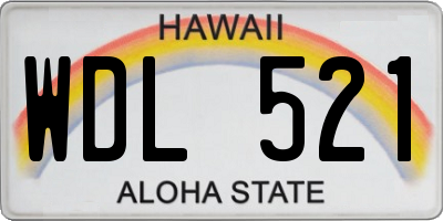 HI license plate WDL521