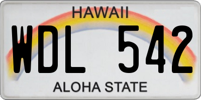 HI license plate WDL542