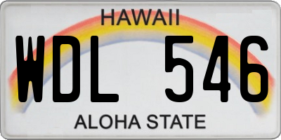 HI license plate WDL546