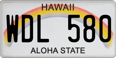 HI license plate WDL580