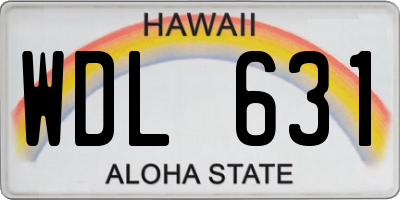 HI license plate WDL631